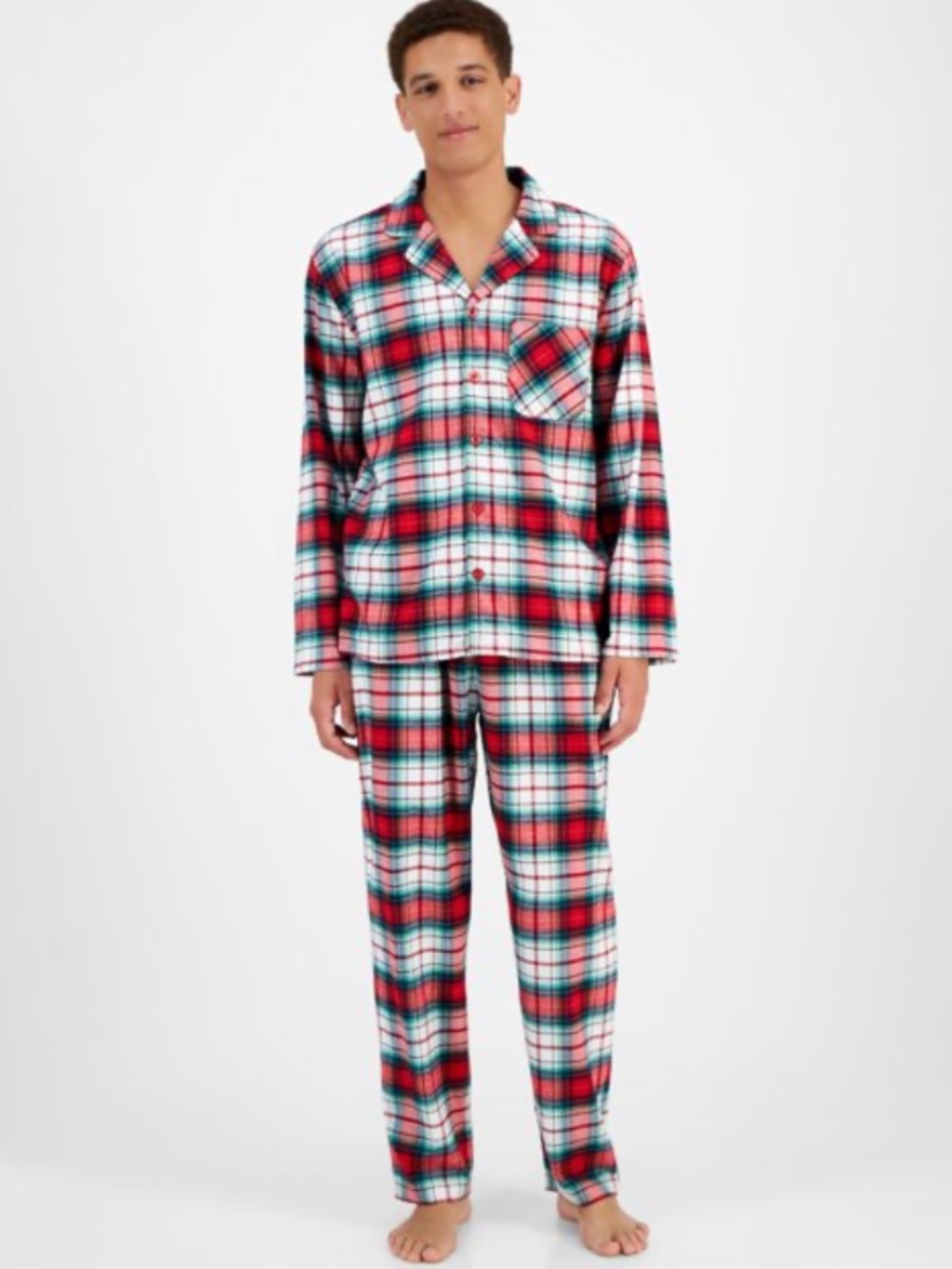 Holiday Lane Men's Winterton Plaid Notch Collar Matching Family Pajamas Set,